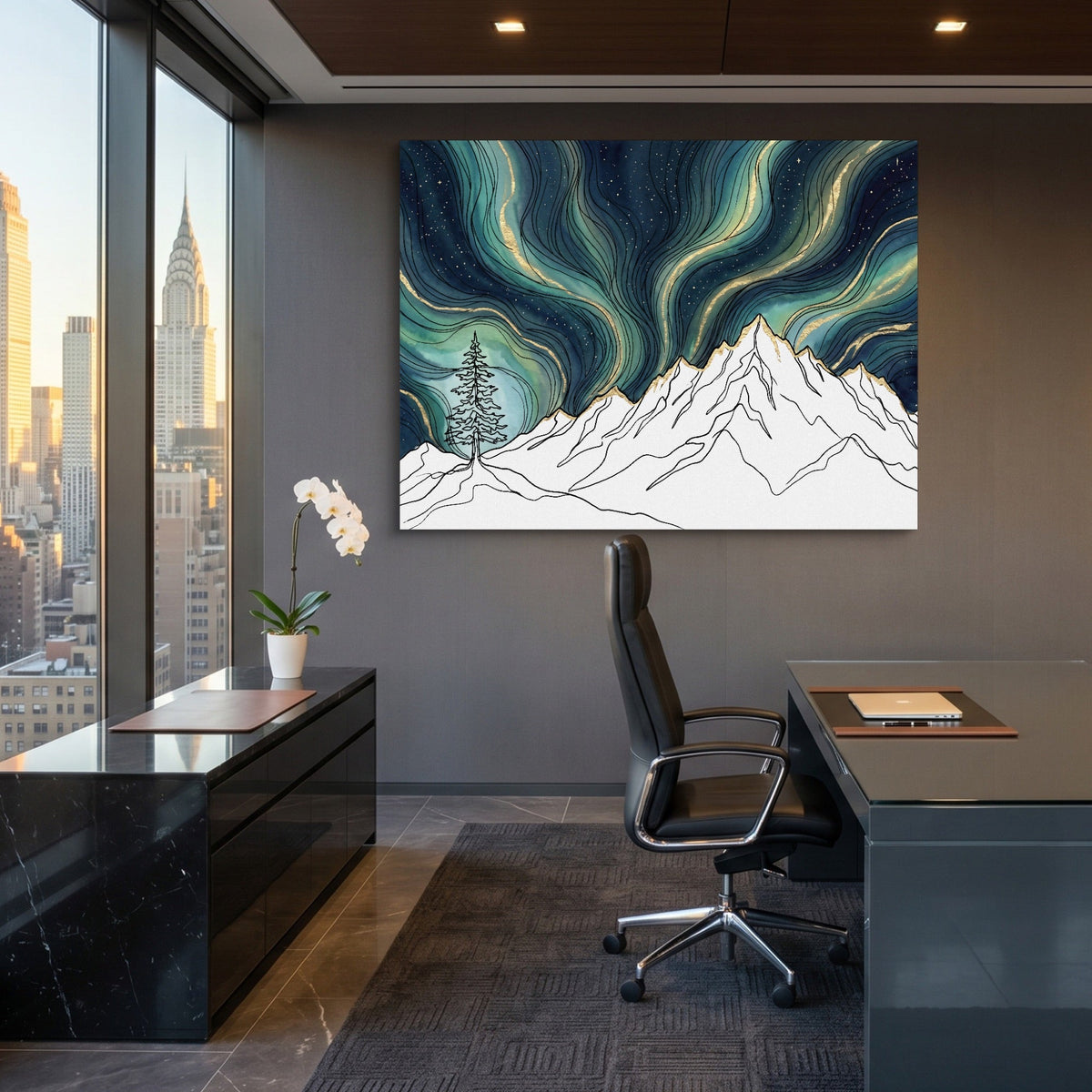 Aurora Mountain Night - Luxury Wall Art