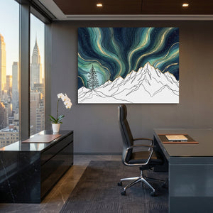 Aurora Mountain Night - Luxury Wall Art