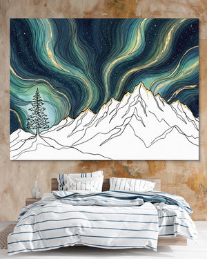 Aurora Mountain Night - Luxury Wall Art