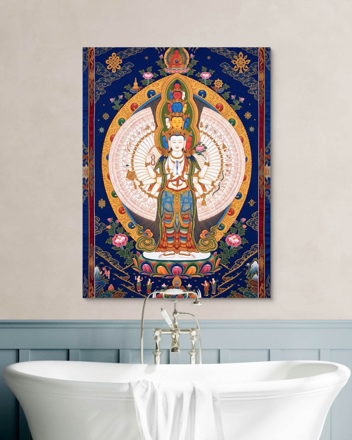 Avalokiteshvara Golden Radiance — avalokiteshvara golden radiance psd white wall green bath 1port flush print