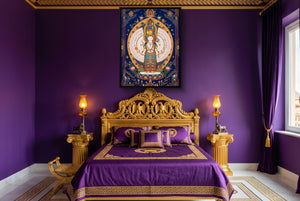 Avalokiteshvara Golden Radiance — avalokiteshvara golden radiance purple bedroom with bed 1port framed black