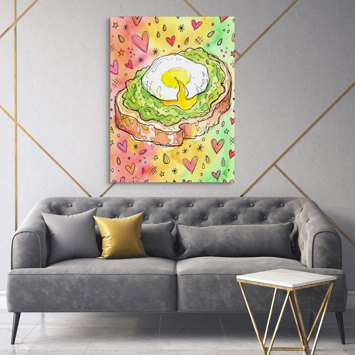Avocado Toast Hearts - Luxury Wall Art