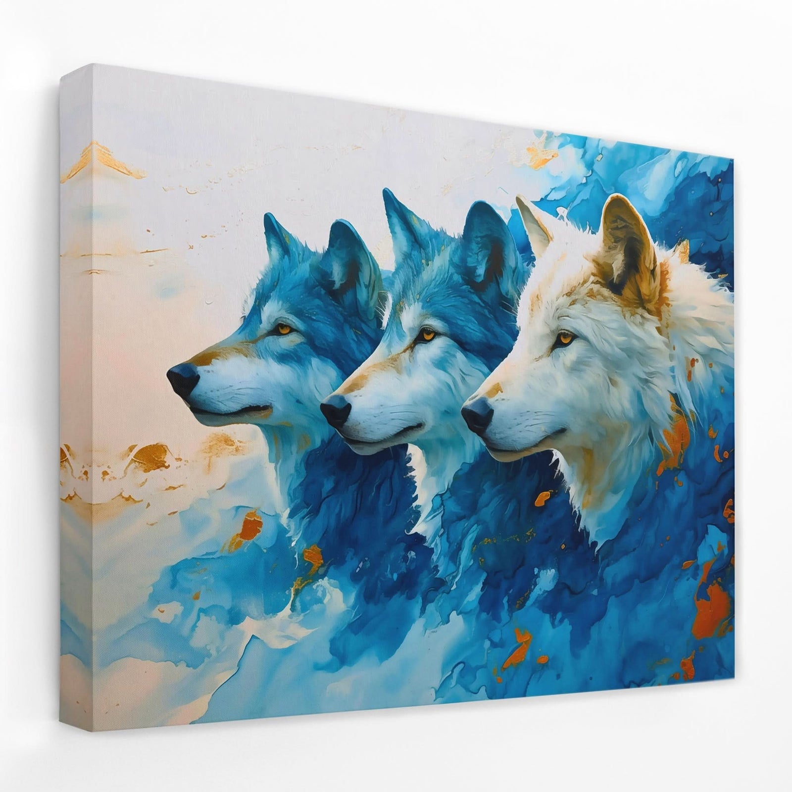 Azul Wolf Pack - Animals Canvas Wall Art