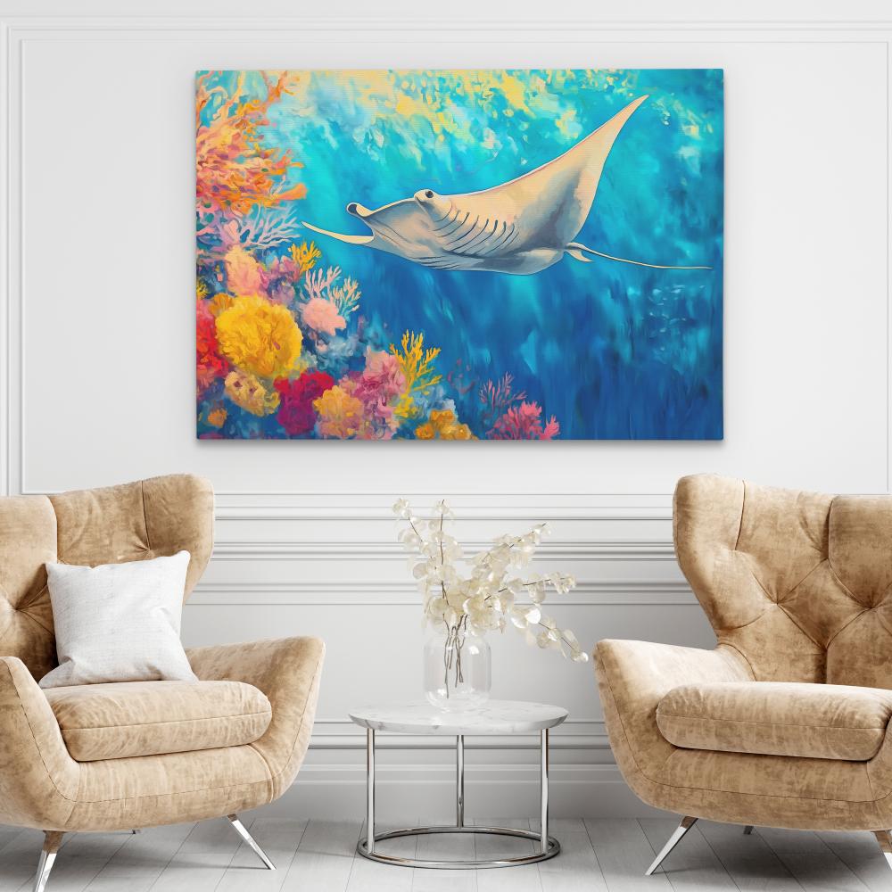 Azure Depths Manta Ray - Luxury Wall Art