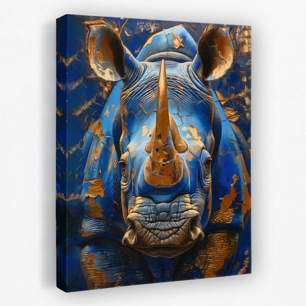 Azure Rhino - Animals Canvas Wall Art