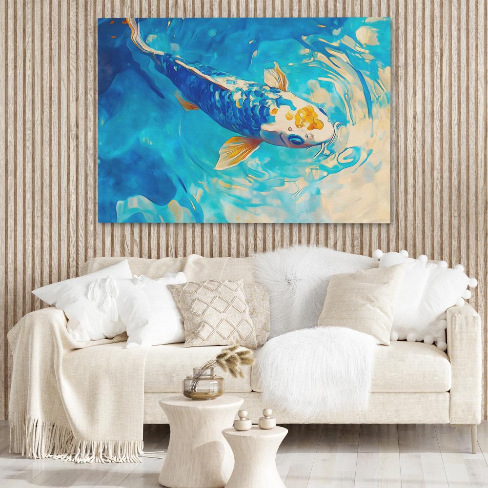 Azure Spiral Koi - Luxury Wall Art