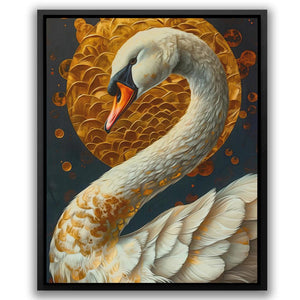 a painting of a white swan with an orange beak