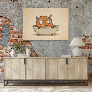 a painting of a monster in a bowl on a wall