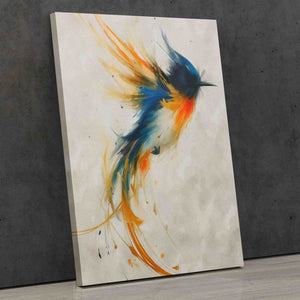 a painting of a colorful bird on a wall