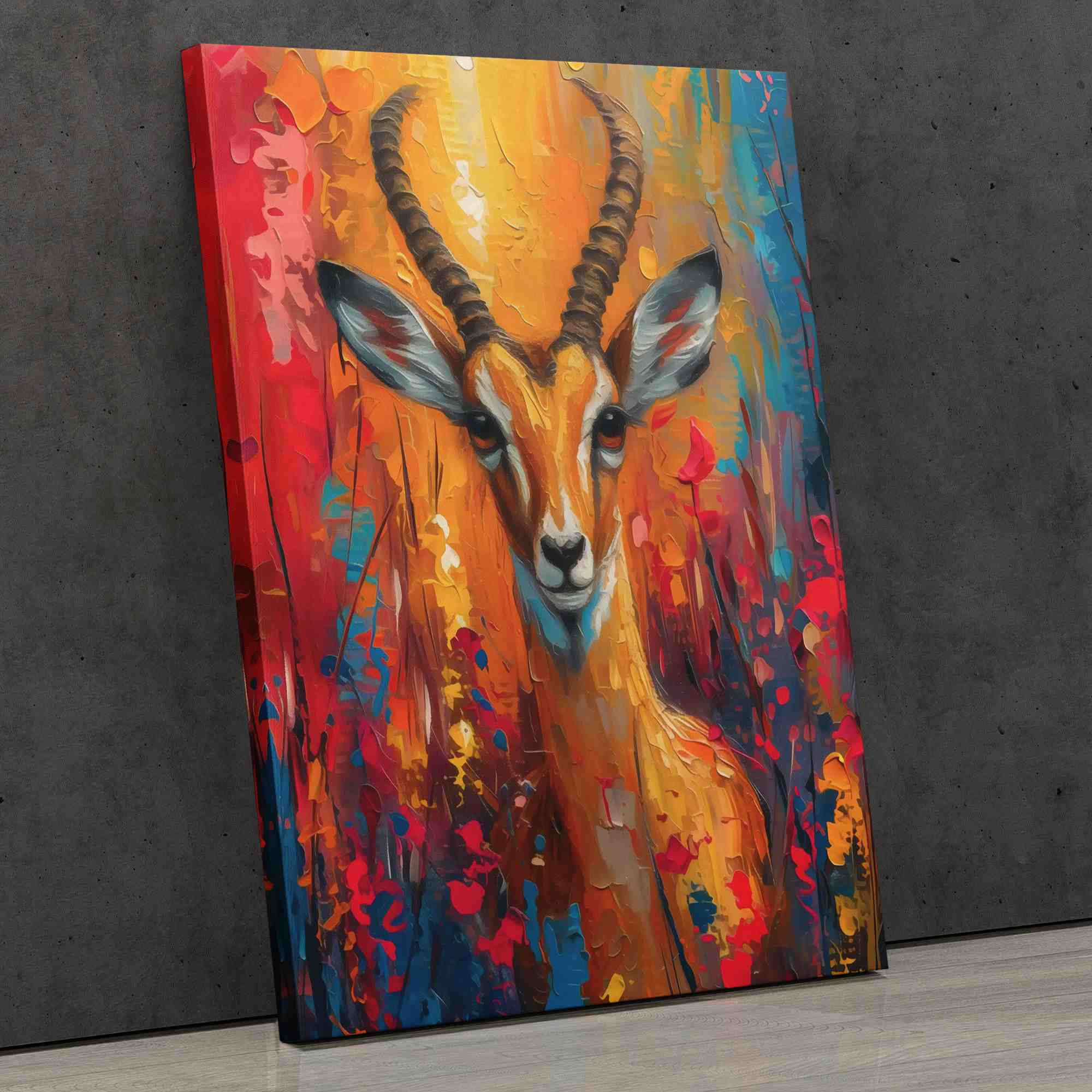 a painting of a gazelle on a canvas