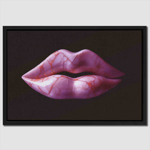 a painting of a woman's lips with blood on them