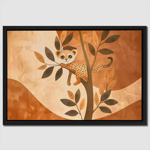 a painting of a cheetah sitting on a tree branch