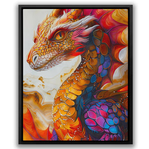 a painting of a dragon on a white background