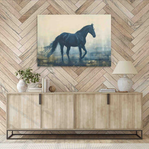 a painting of a horse on a wall