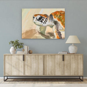 a painting of a turtle on a wall