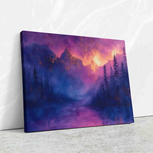 a painting of a purple and blue landscape