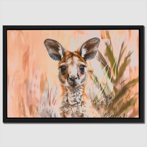 a painting of a baby giraffe looking at the camera