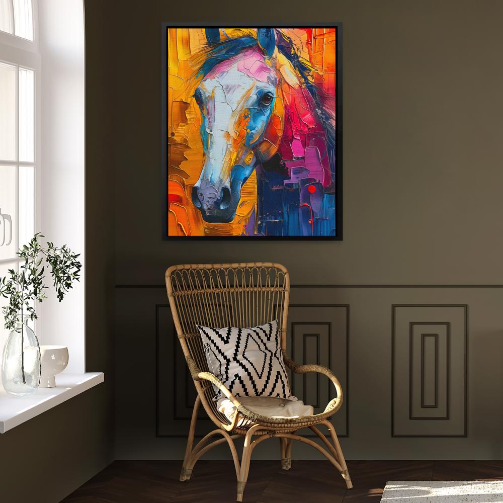 a painting of a horse on a canvas