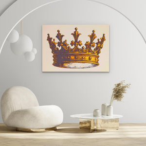 a painting of a crown on a white wall