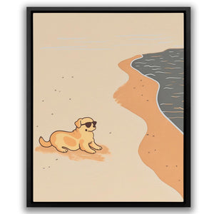a picture of a dog on the beach