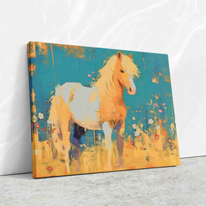 a painting of a horse on a wall