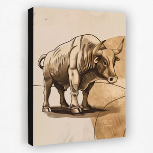 a painting of a bull on a wall