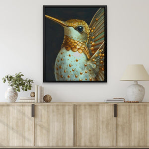 a painting of a hummingbird on a wall