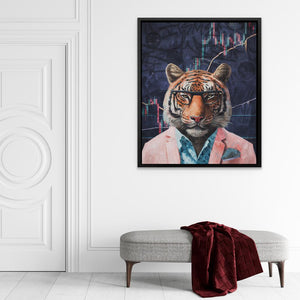 a painting of a tiger wearing a suit