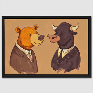 a painting of a bear and a bear in suits