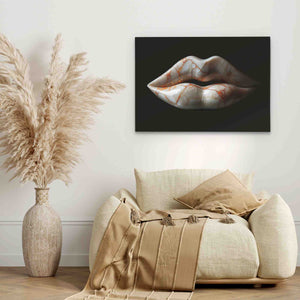 a painting of a woman's lips on a black background