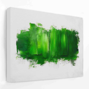 a painting on a white wall with green paint