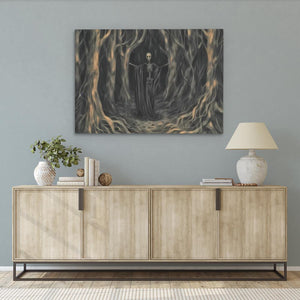 a painting hanging on a wall above a dresser