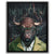 a painting of a bull wearing glasses and a green jacket