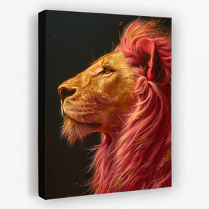 a painting of a lion on a black background