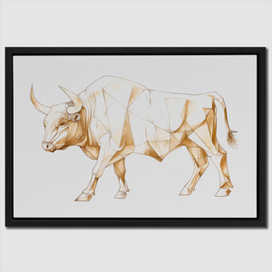 a picture of a bull in a black frame