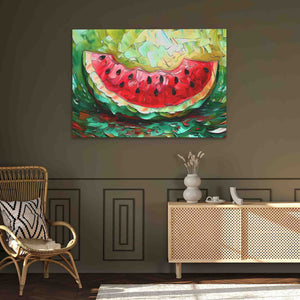 a painting of a watermelon on a wall