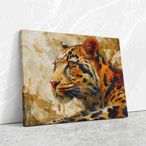 a painting of a leopard resting on a wall