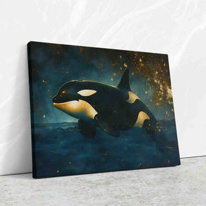 a painting of an orca in the ocean