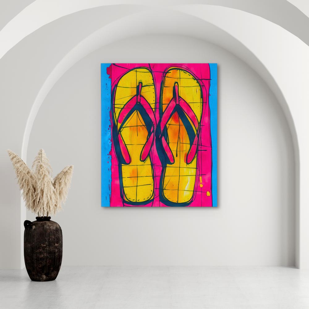 a painting of a pair of flip flops