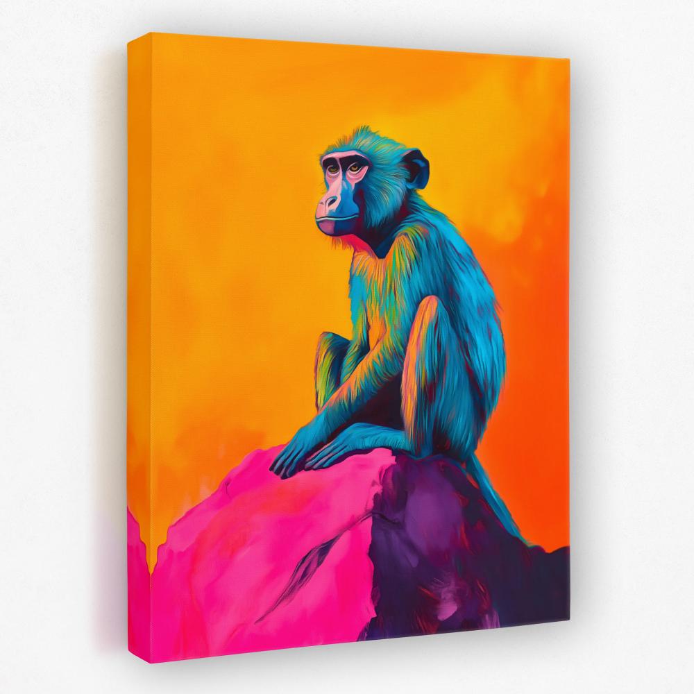 Baboon in Electric Hues - Luxury Wall Art