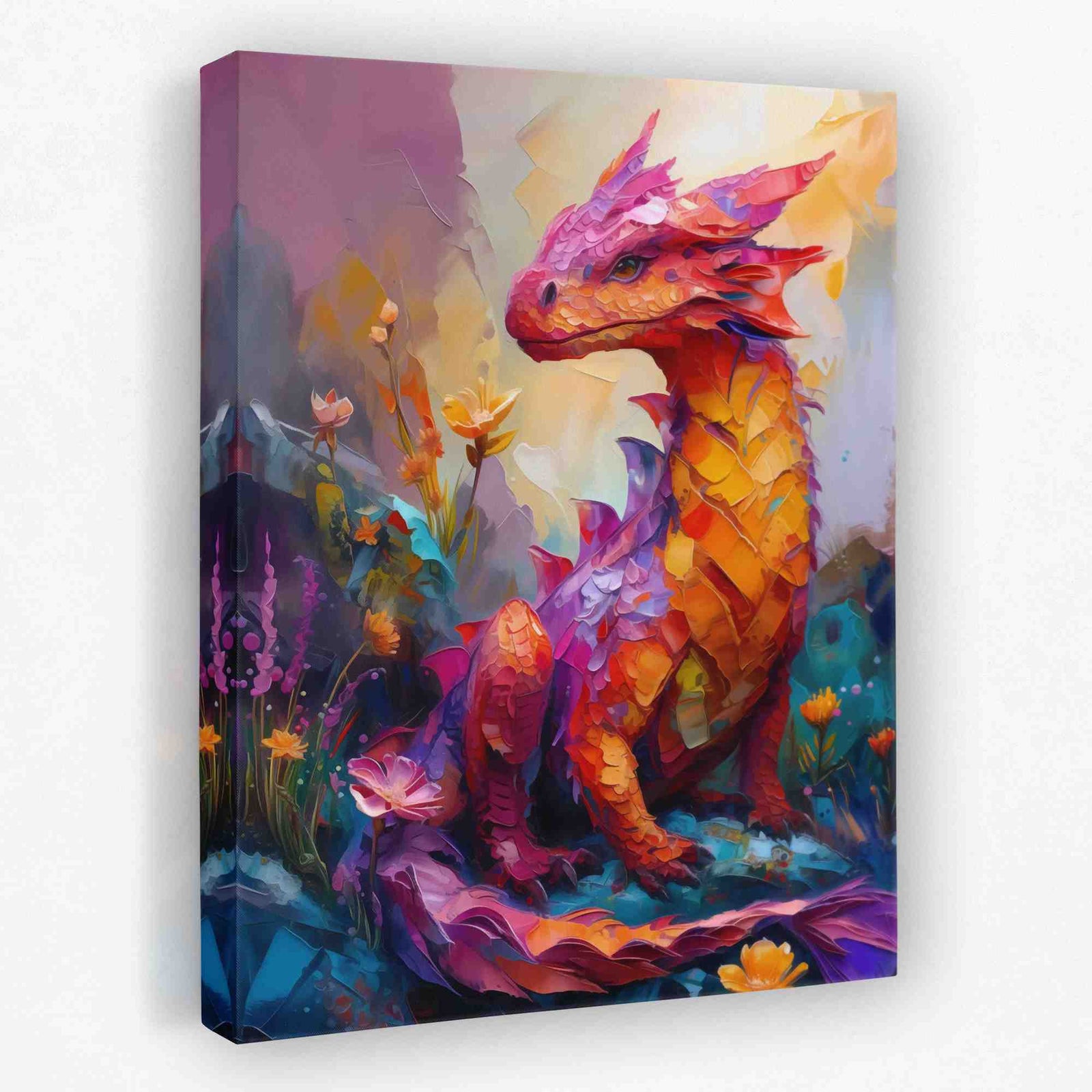 Baby Fire Dragon - Baby Dragon Canvas Wall Art