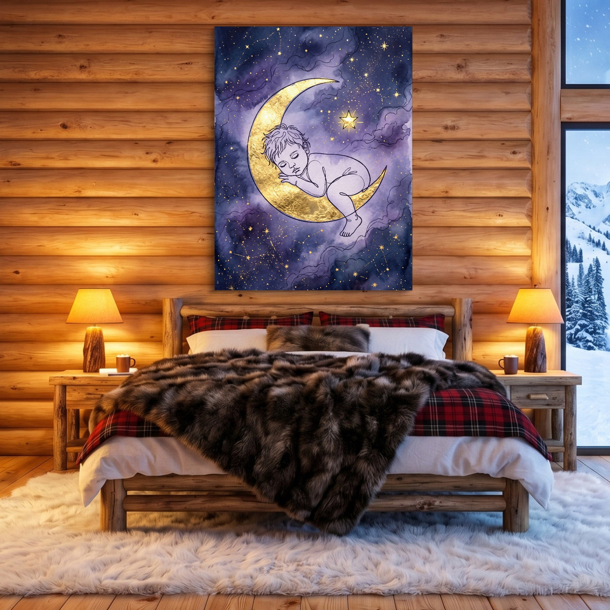 Baby Golden Moon — baby golden moon sq cozy cabin 1port flush print