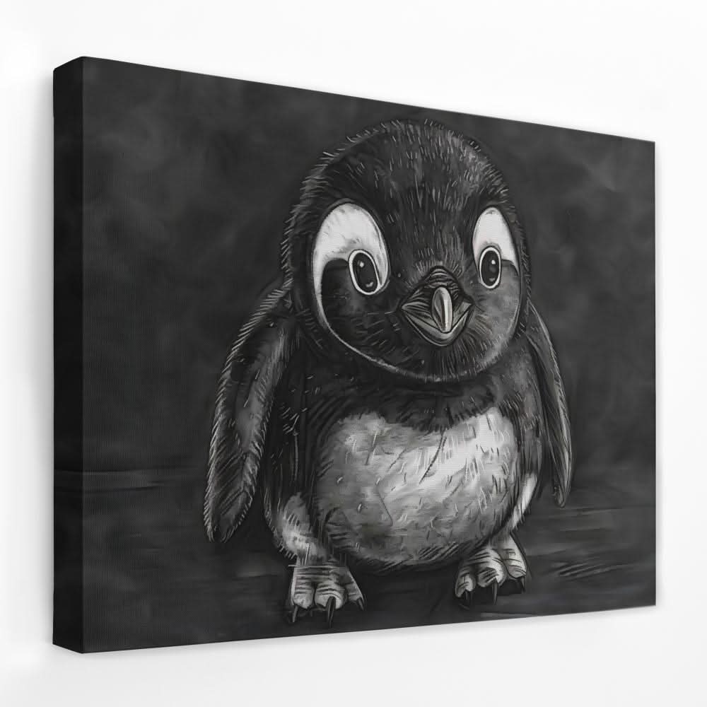 Baby Penguin Illustration - Animals Canvas Wall Art