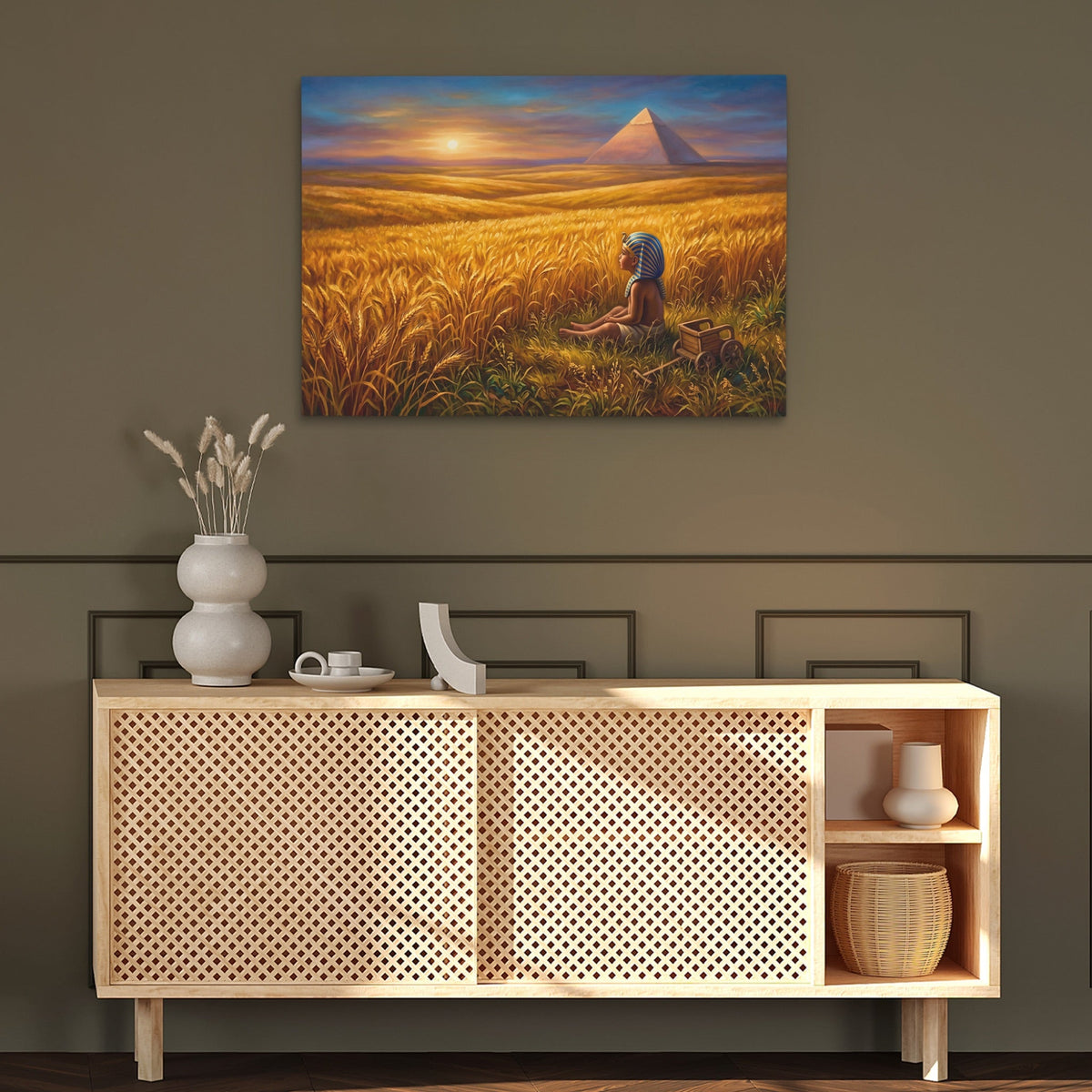 Baby Pharaoh Sunset canvas wall art, room view