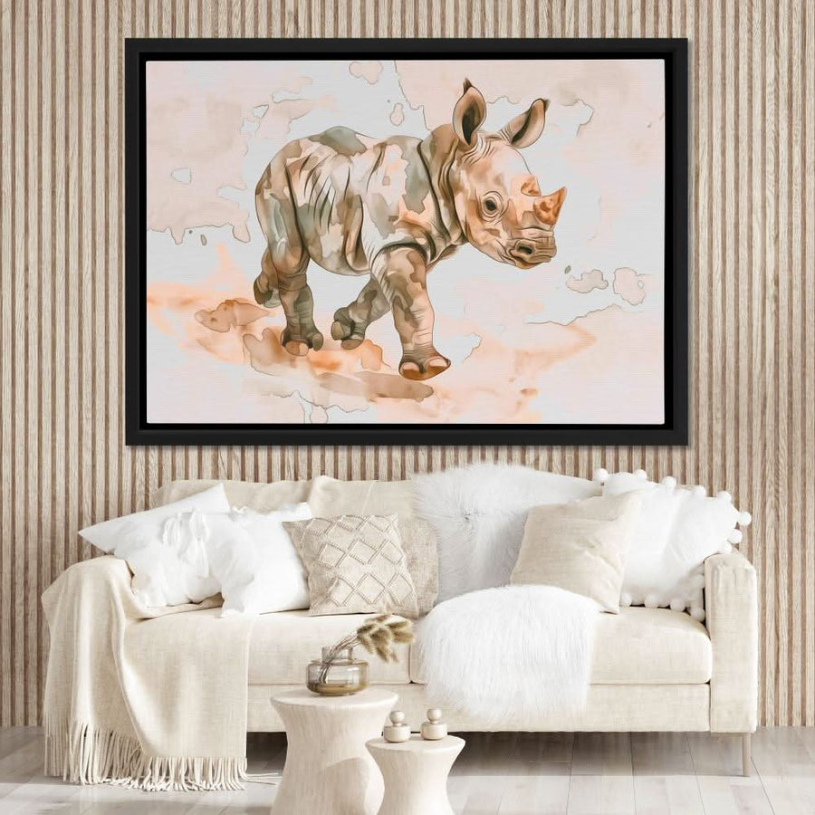 Baby Rhino in a living room