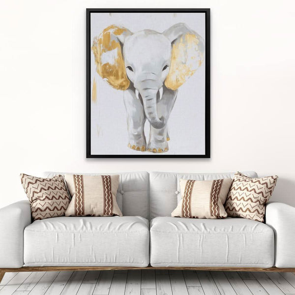 Baby White Elephant in a room