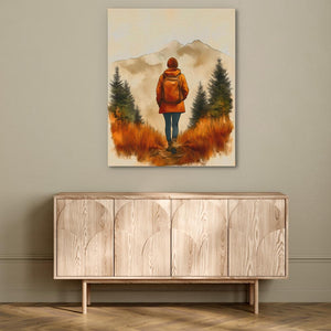 Backpacker on the Summit - Luxury Wall Art