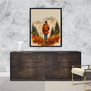 Backpacker on the Summit - Luxury Wall Art