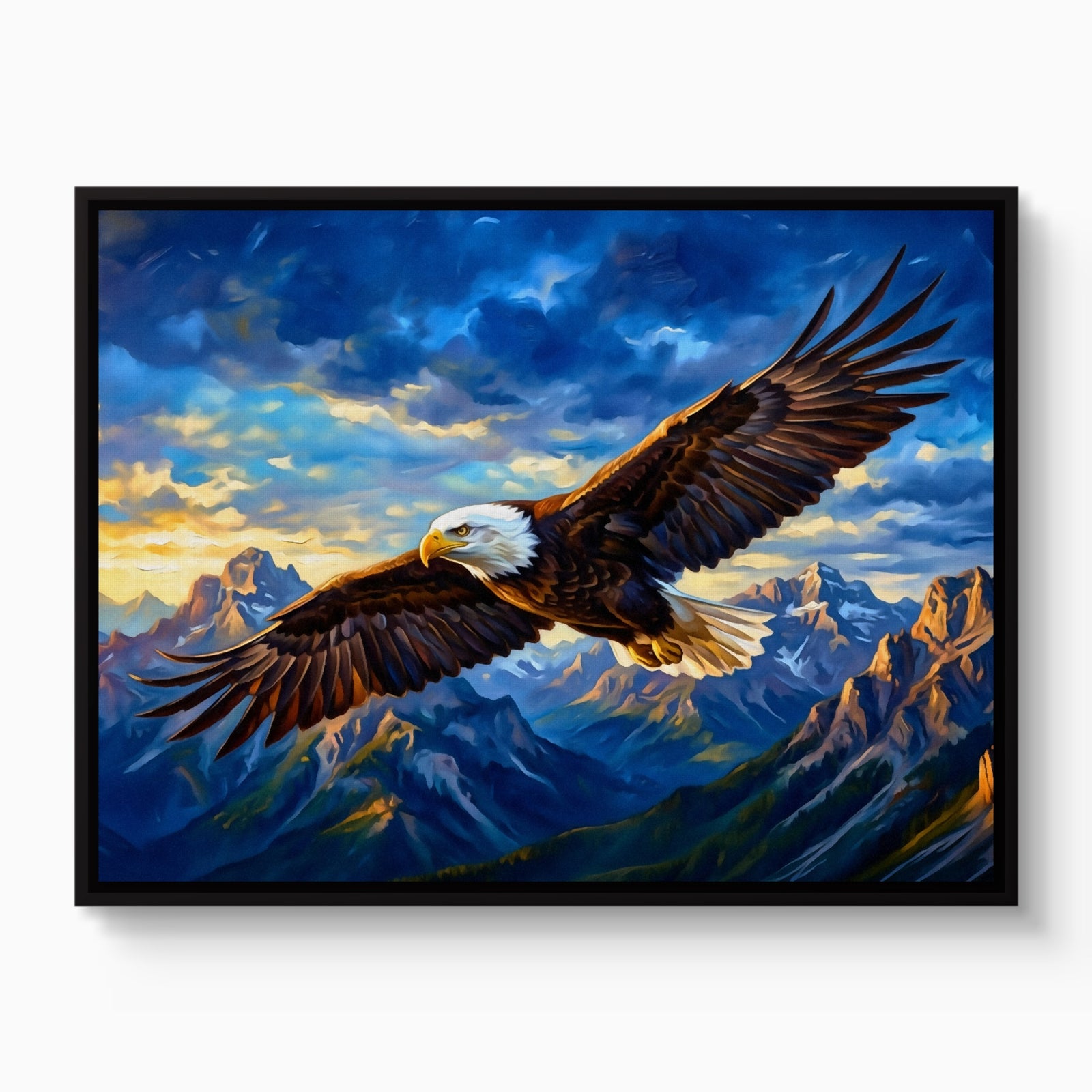 Bald Eagle Soaring — bald eagle soaring white studio framed black