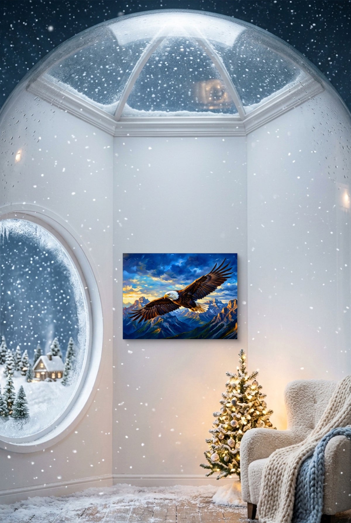 Bald Eagle Soaring — bald eagle soaring p snow globe interior scene 1land flush print